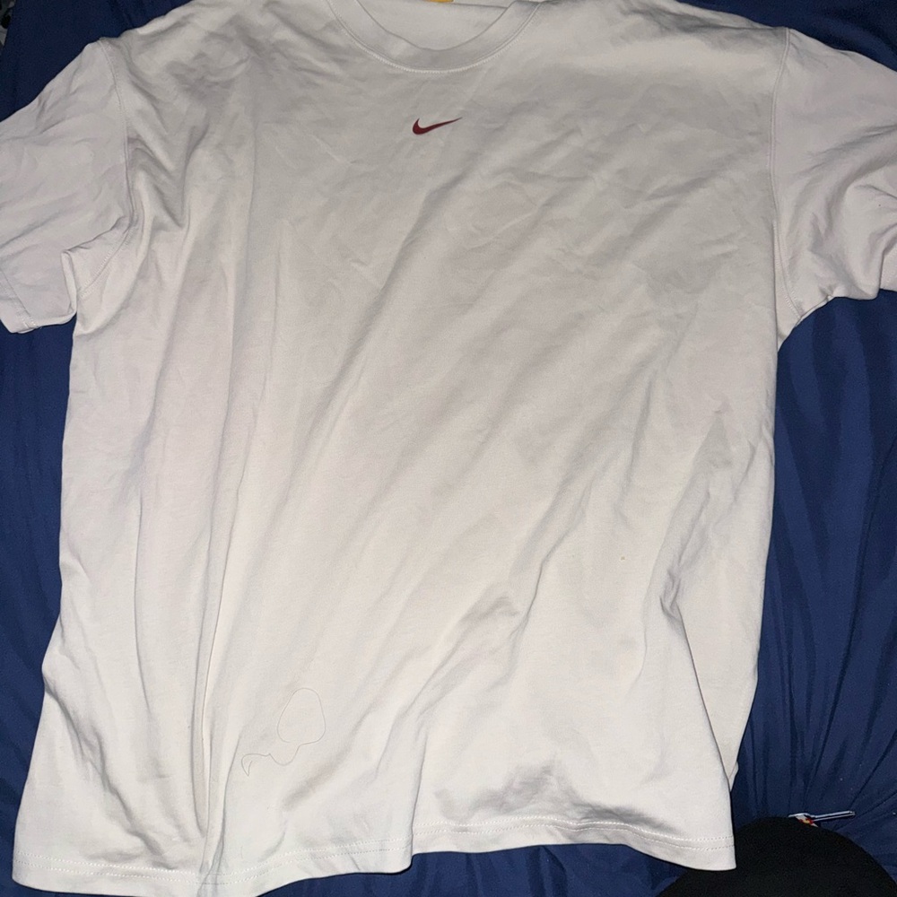 Nike White Nike Nocta drake collab Tee with Red Swoosh